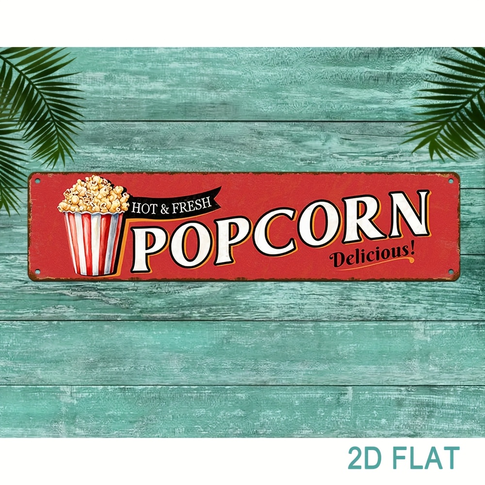 Home Cinema Wall Design - Винтажная алюминиевая вывеска с изображением попкорна,